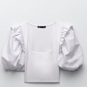 ‼️SOLD‼️ Zara Puff Sleeve Crop Top (L)